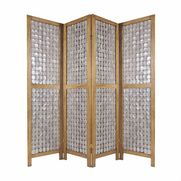 Homeroots 84 x 1.5 x 84 in. Handcrafted Clear Capiz Shell Screen 342721 - main